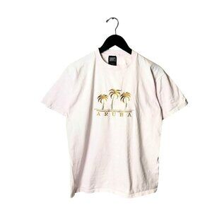 90s Vintage Aruba Destination T Shirt Adult White Small S Tee